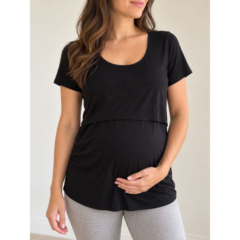Motherhood Maternity Nursing Top Women’s Small Black Short Sleeve Tee
